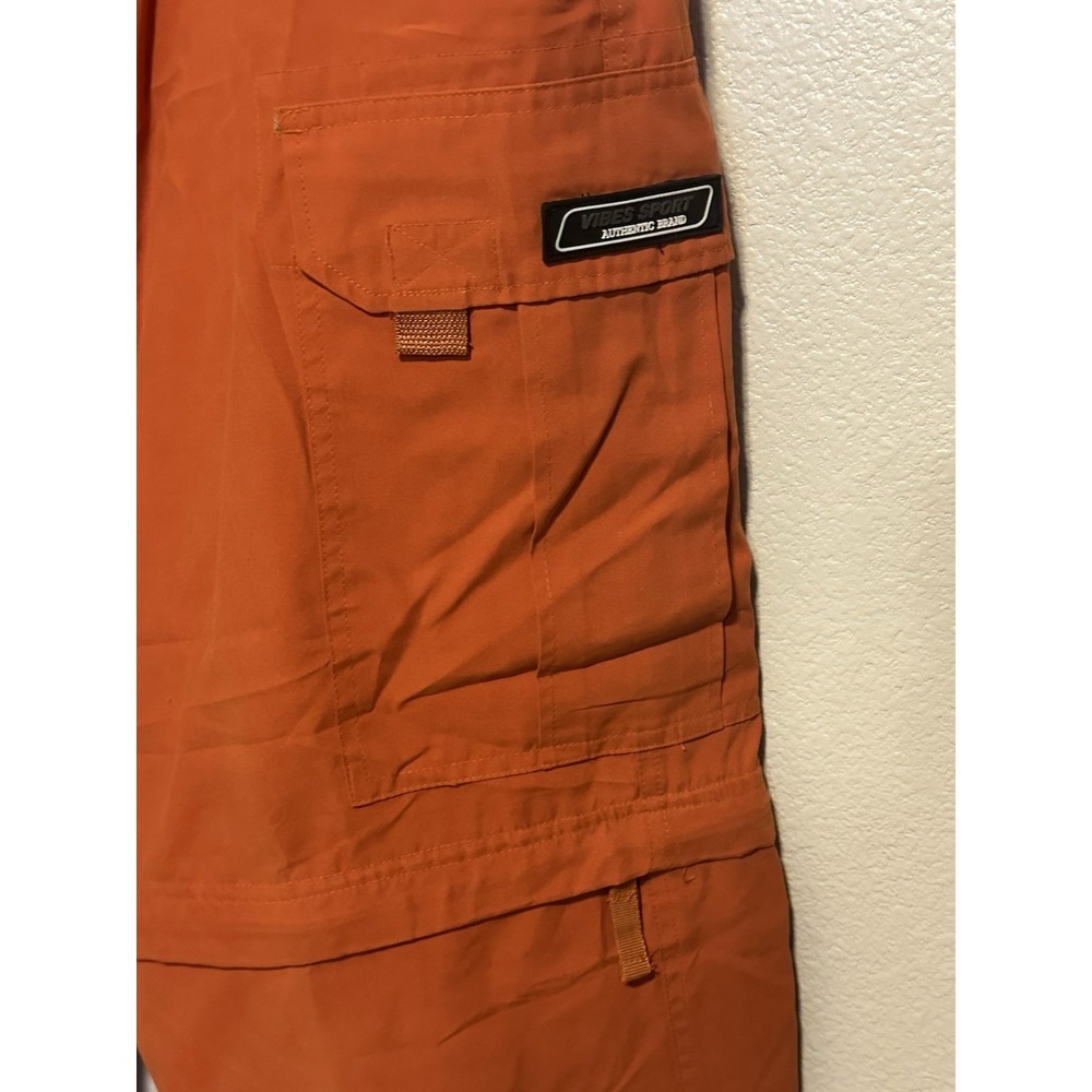 VIBES MEN XL Cargo Pants Convertible Baggy Orange Skater Paratrooper VTG Y2K NWT - Picture 4 of 13